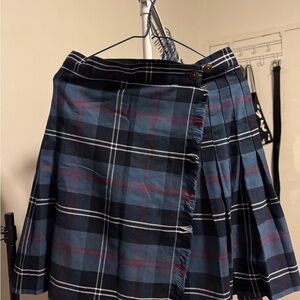Chic Blue and Black Plaid A-Line Skirt